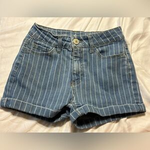 Pinstripe Denim Shorts